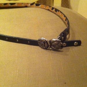 Studded belt with rose buckle