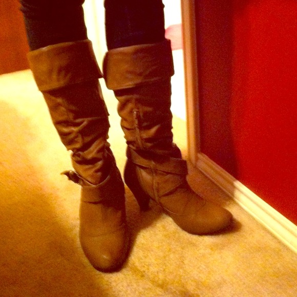 Brown leather boots