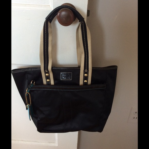 Black & turquoise Coach handbag SOLD