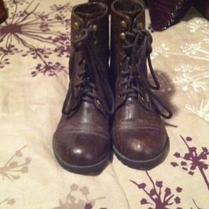 Brown combat boots