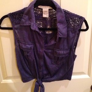 Navy Cropped American rag top