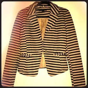 Navy Blue & Tan Striped Blazer