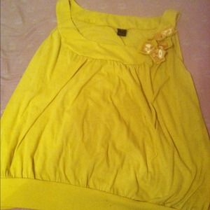 Yellow Tank Top Blouse w/ Ribbon