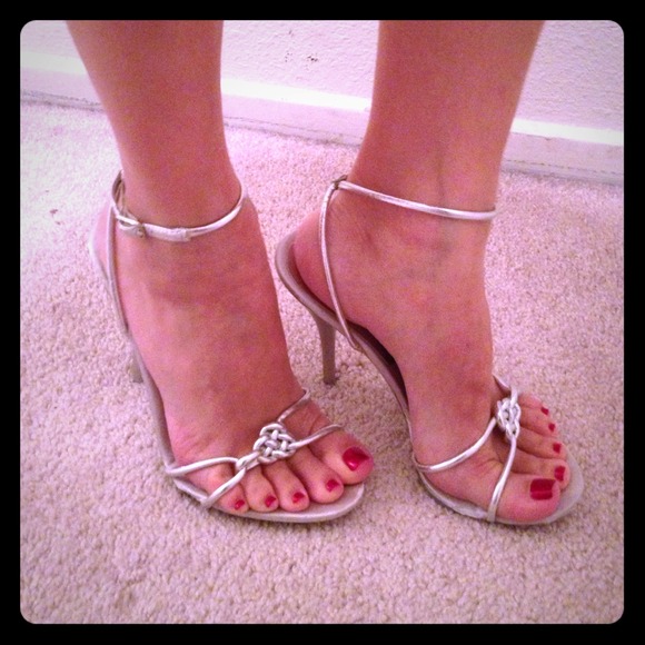 Cathy Jean Shoes Silver Strappy High Heels Poshmark