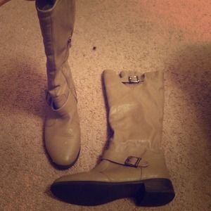 Tan faux leather boots