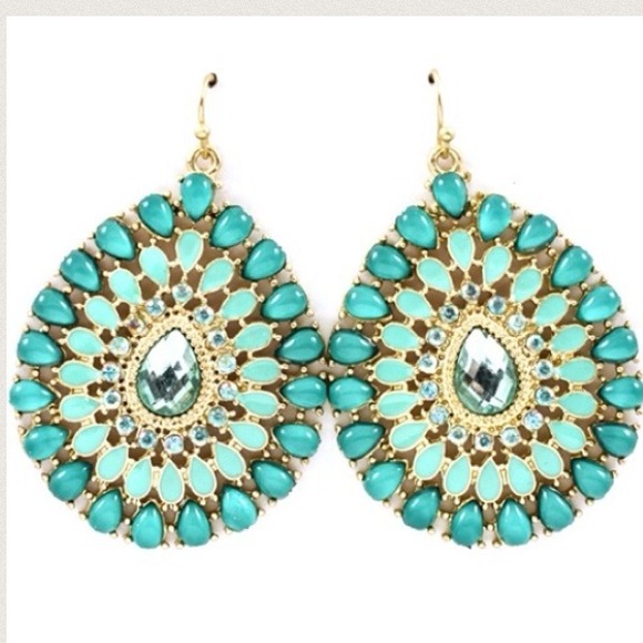 Teal drop earrings