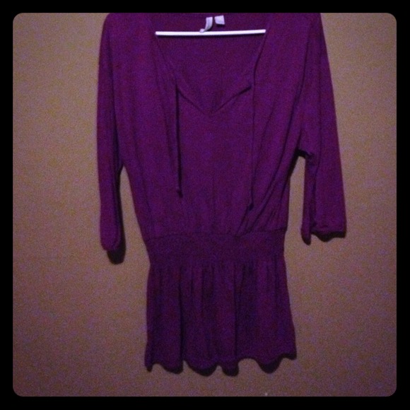 Magenta cinched waist top