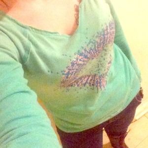 *REDUCED* Graphic ombré mint green sweater