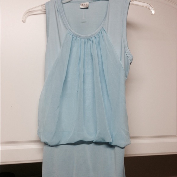 Soft pale blue mini dress
