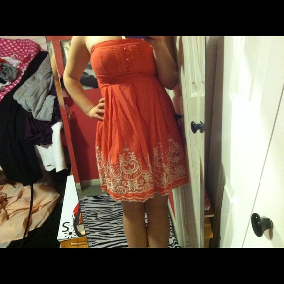 Orange strapless sundress - Picture 1 of 2