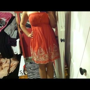 Orange strapless sundress
