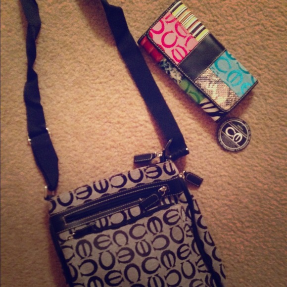 Cross-body purse and matching wallet