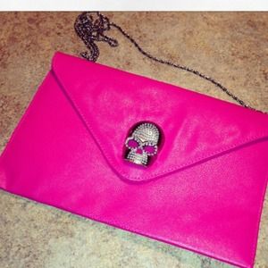 Skull Envelope Clutch Handbag-ROSE