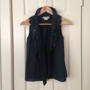 Anthropologie Tartan Plaid Ruffle Top