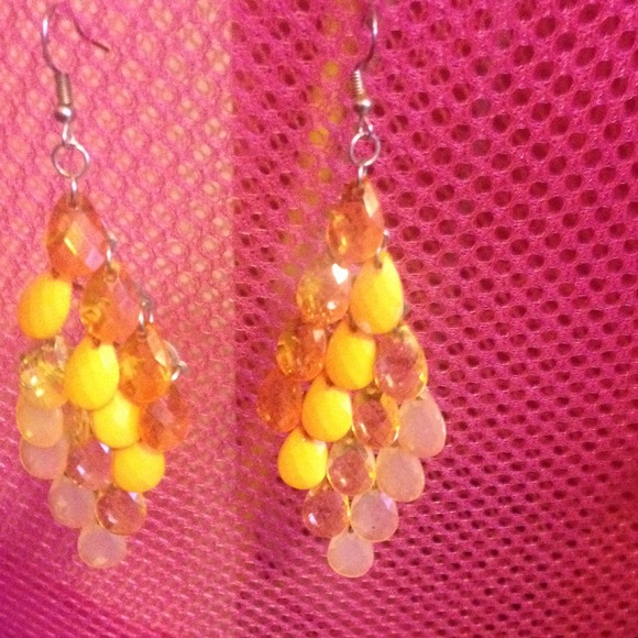 Orange chandelier earrings