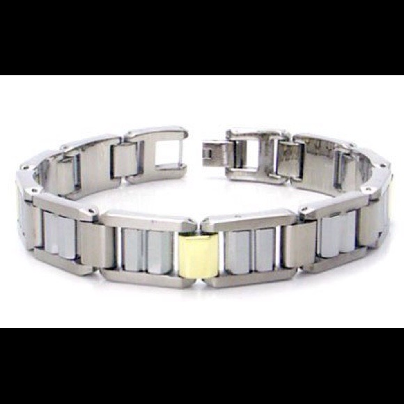 DOLAN BULLOCK 18K gold, tungsten titanium brac8.5" - Picture 1 of 3