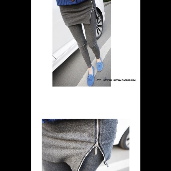 One piece zipper skirt leggings combo - grey