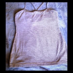 Lululemon power Y white with grey stripes size 8