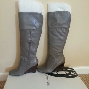 Brand new Nine West grey leather boots!