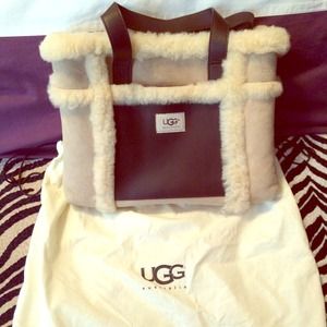 UGG Australia Sheep Fur Suede Tote Handbag