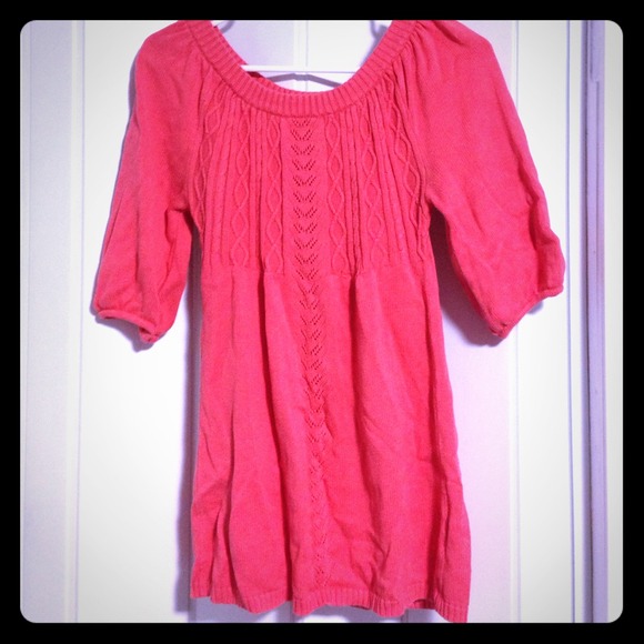 Orange knit 3/4 arm sweater