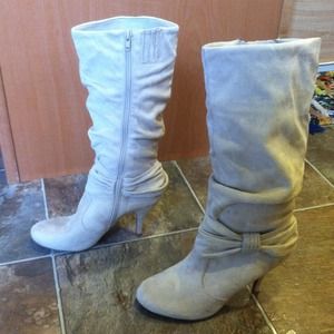 Light tan, heeled boots