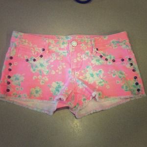 Floral shorts.