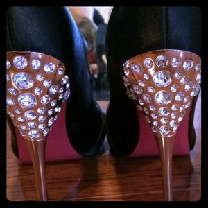 Paris Hilton "Spelled" Diamond heels in black