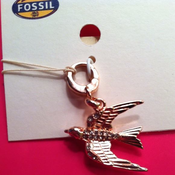 Fossil Sparrow Charm in Rose Gold