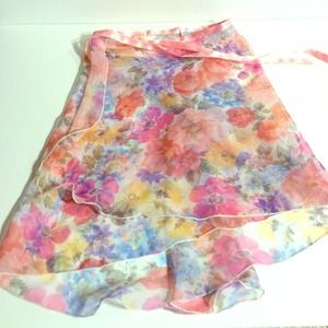 Sheer Flower-Print Ballet Skirt