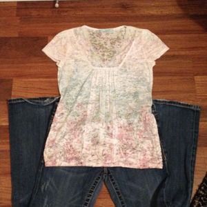 😊SOLD Semi-sheer shirt with lace embellishments