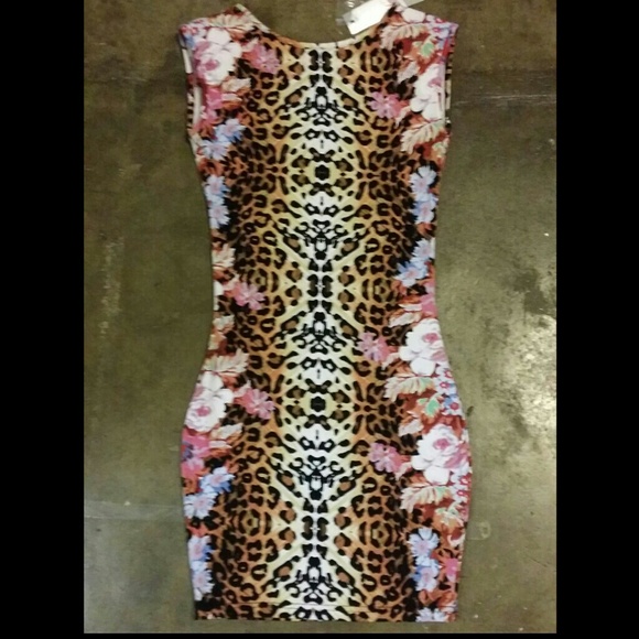 ASOS leopard floral print fitted dress