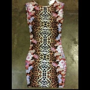 ASOS leopard floral print fitted dress