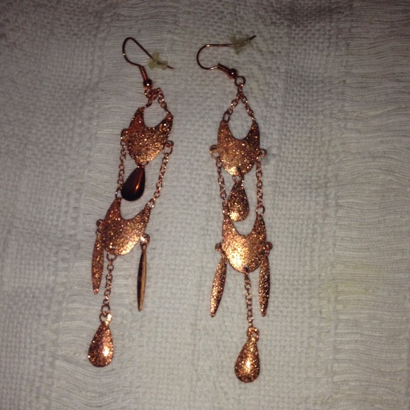 Long copper earrings