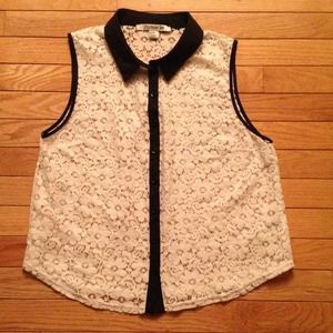 Floral lace button down