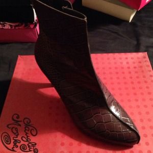 Snake print ankle boot