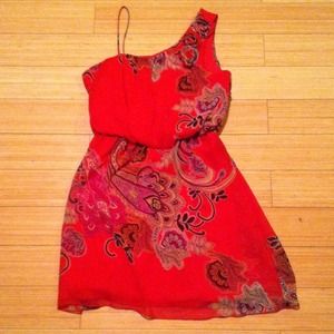 Red paisley print dress - size medium.