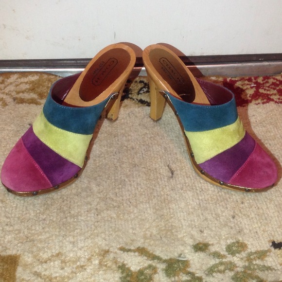 COACH Heels/Mules/Clogs Suede/Wood Multicolor - Picture 2 of 4