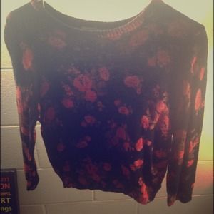 black sweater with red flowers