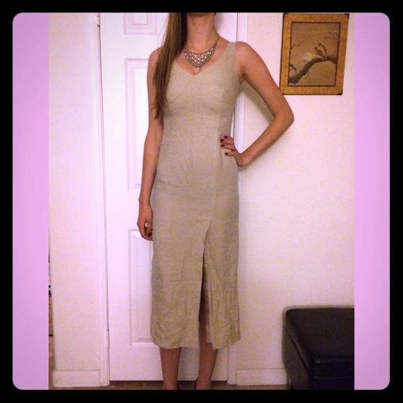 Beige / cream slit dress