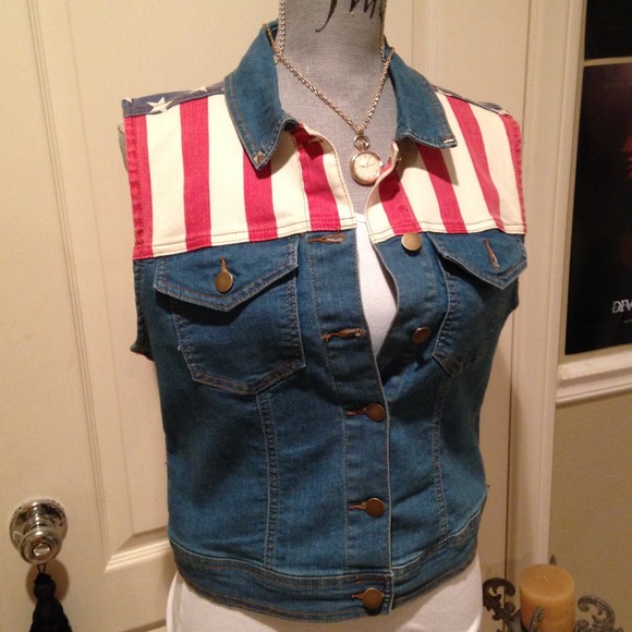 Forever 21 Size L American Flag Vest