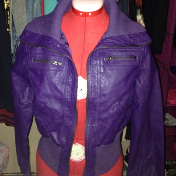 Purple faux leather jacket