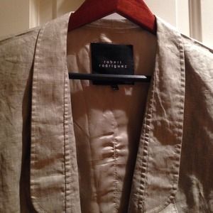 [SOLD] Cropped tuxedo metallic linen blazer