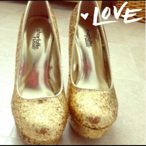 Charlotte Russe | Gold Sequin Platform Pumps