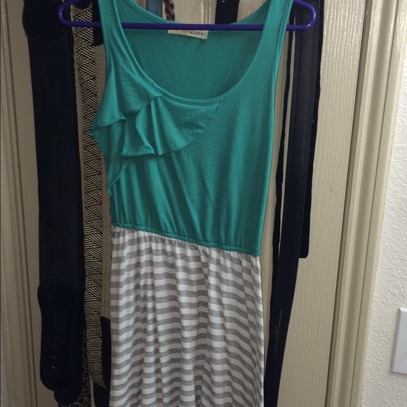 Sea Foam Green and Grey High Low Dress