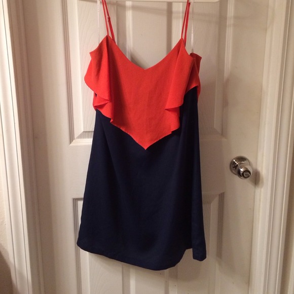 Orange & Navy -open back dress- great for Auburn!