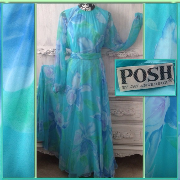 Vintage POSH Watercolor Belted Gown