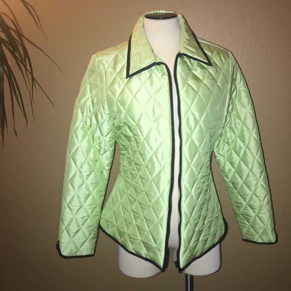Silkland-100% Silk Lime Green, Black Jacket - Picture 1 of 5