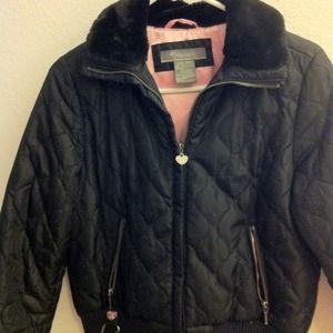Down and Feather Zipper jacket w/fur collar