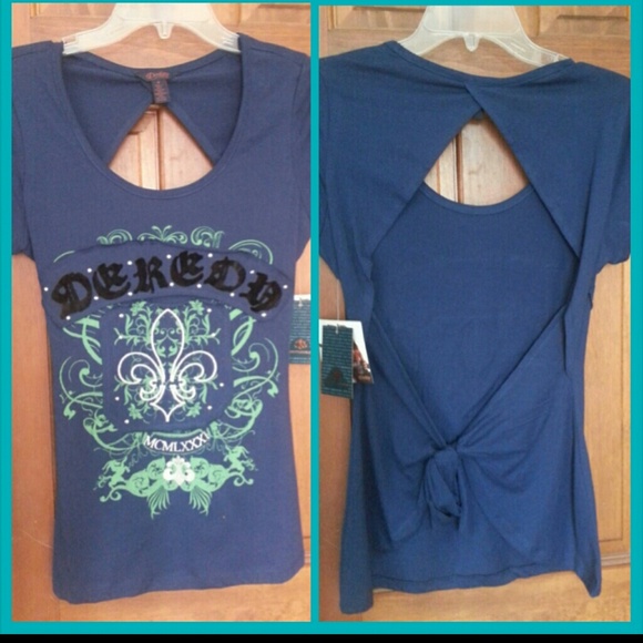 Beyonce brand Dereon navy blue open back tee